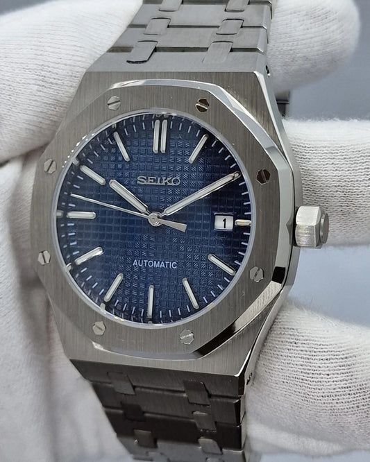 Royal Oak Mod - Blue Dial custom Seiko mod watch by Timelab Mods