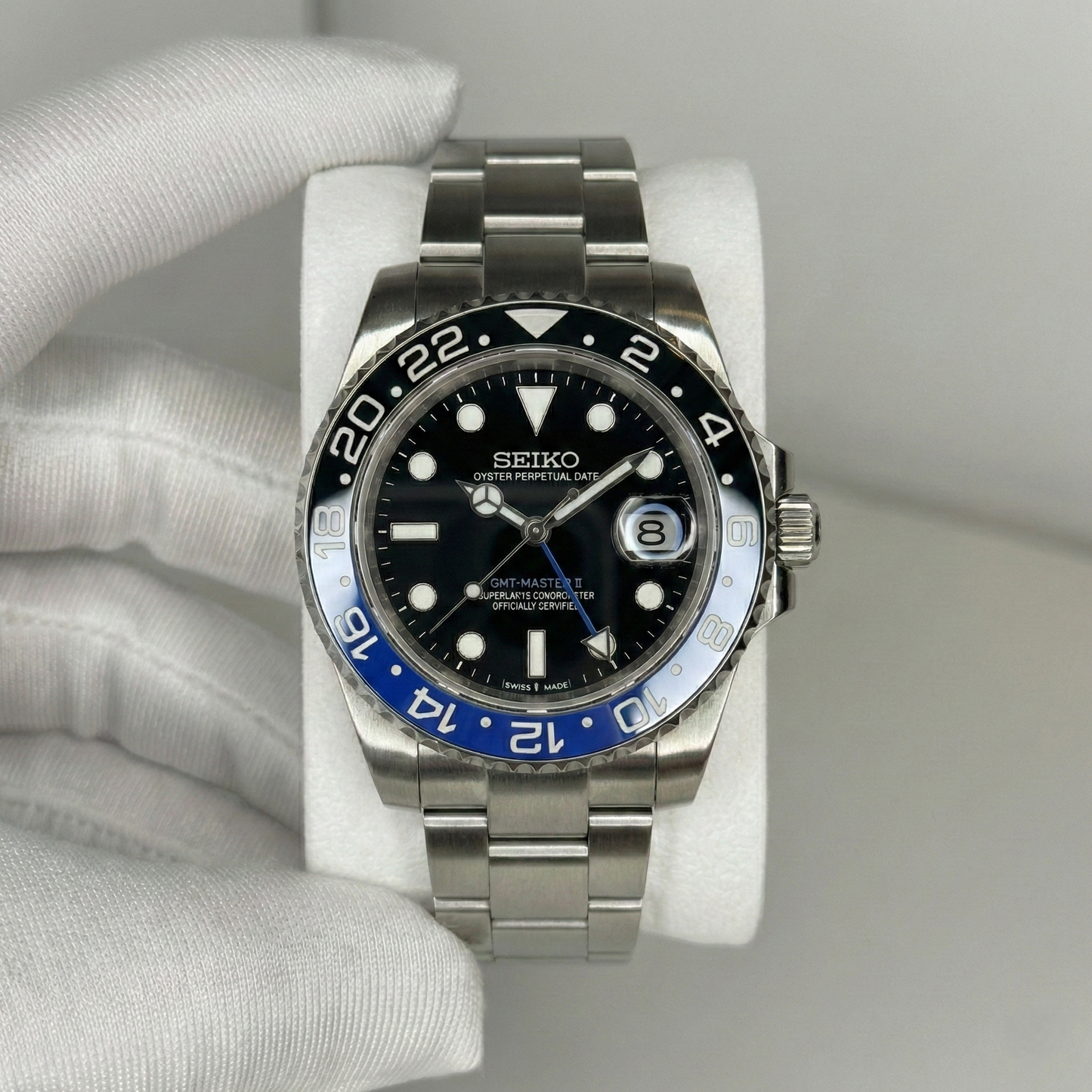 Seiko GMT Mod Batman fekete kék lünetta