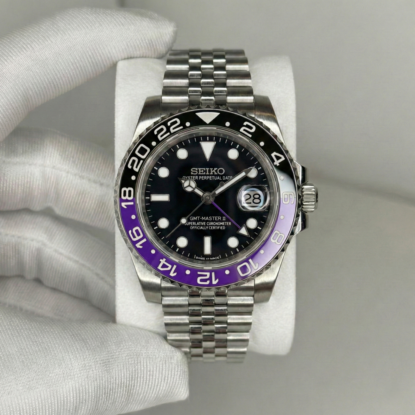 Seiko GMT Mod Joker fekete lila lünetta