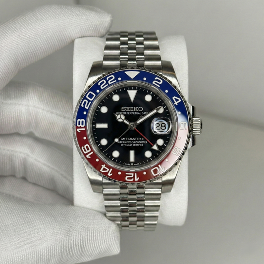 Seiko GMT Mod Pepsi piros-kék lünetta