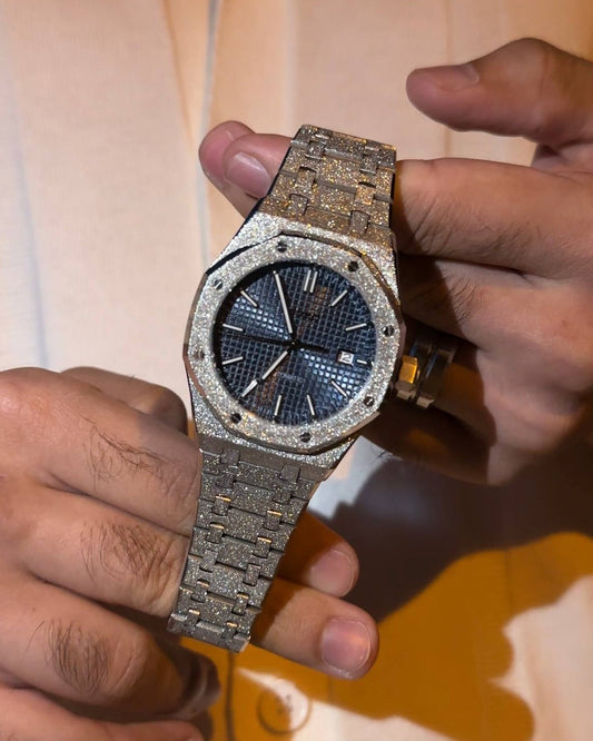 Royal Oak Mod - Frosted Blue custom Seiko mod watch by Timelab Mods