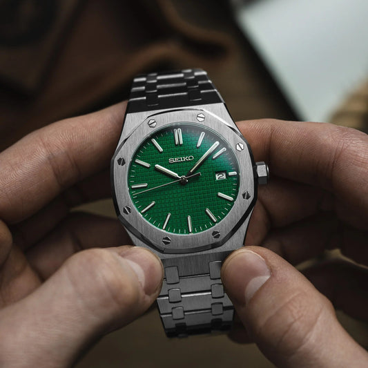 Royal Oak Mod - Green Dial custom Seiko mod watch by Timelab Mods