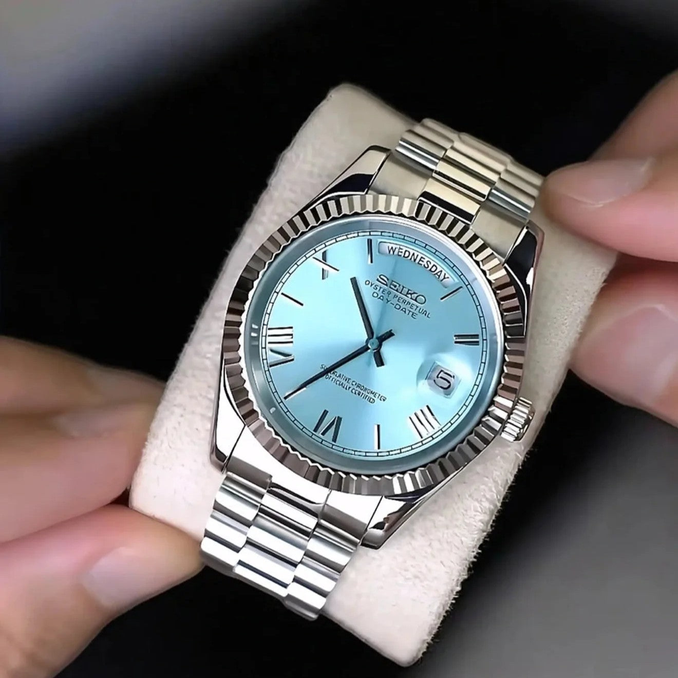 Seiko DayDate Mod jégkék római számlap