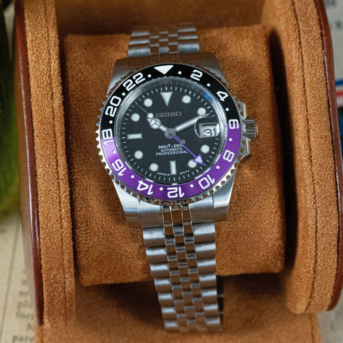 Seiko GMT Mod – "Joker" – Black/Purple Bezel