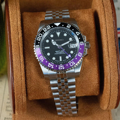 Seiko GMT Mod – "Joker" – Black/Purple Bezel