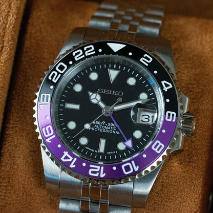 Seiko GMT Mod – "Joker" – Black/Purple Bezel