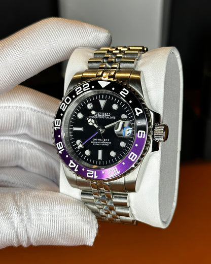 Seiko GMT Mod Joker Black Purple Bezel