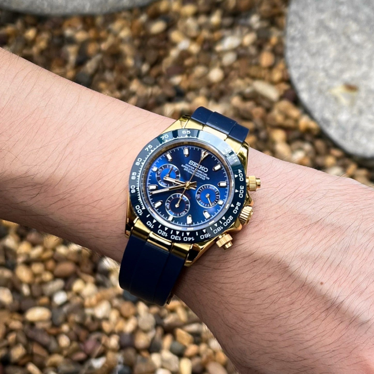 Seiko Mod Daytona Rose Gold Blue