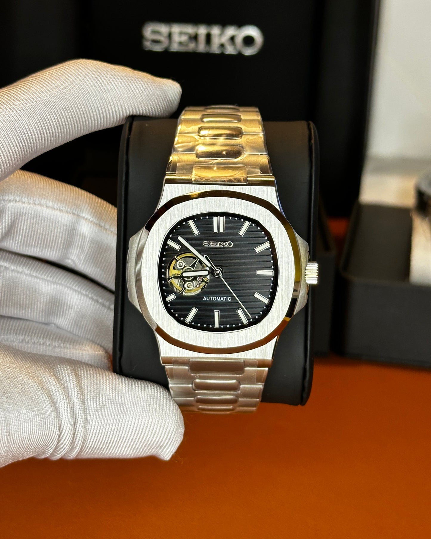 Seiko Nautilus Mod black Open Heart