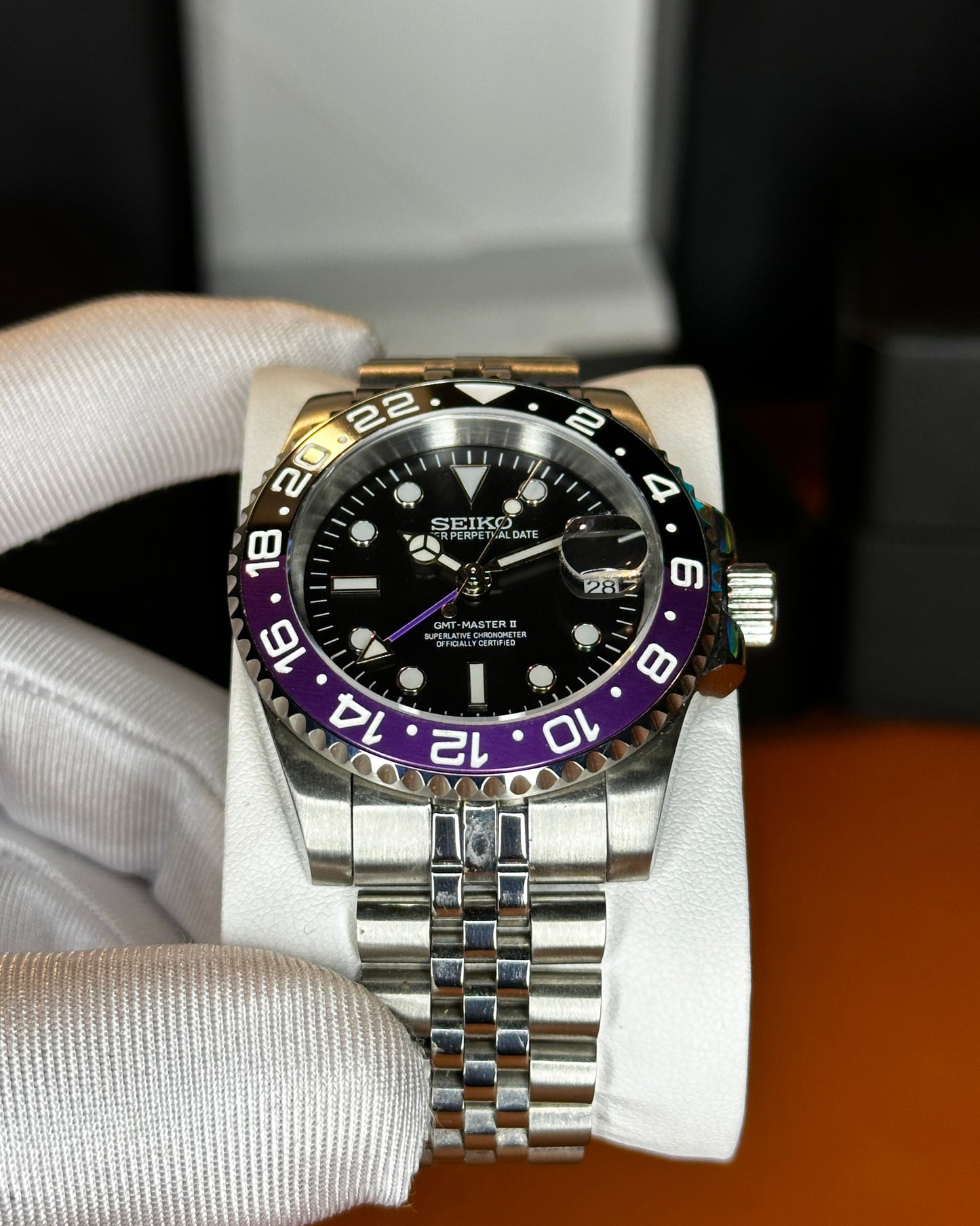 Seiko GMT Mod Joker Black Purple Bezel