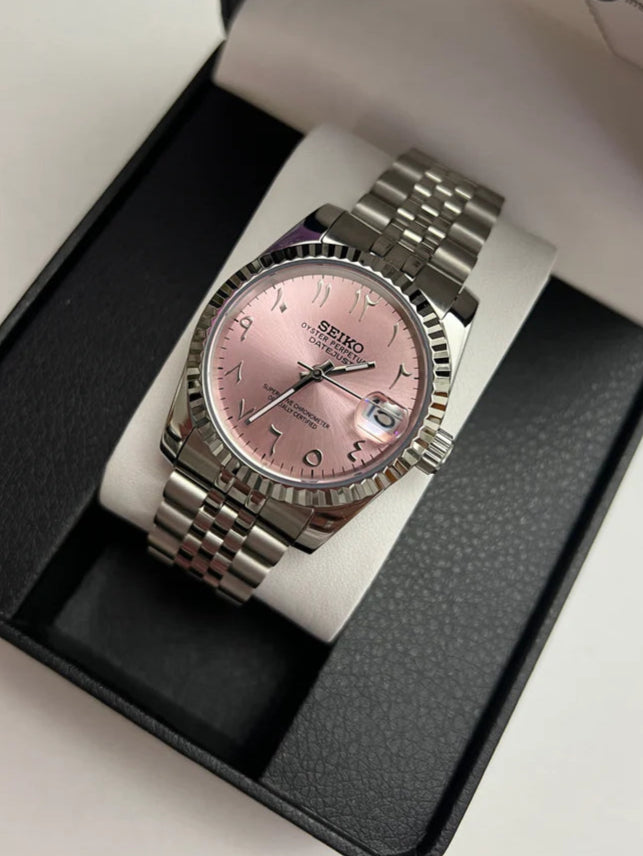 Seiko Datejust Mod – Rózsaszín – Arab számlap