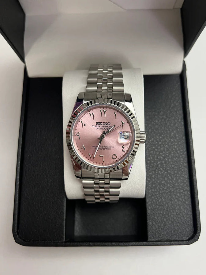 Seiko Datejust Mod – Rózsaszín – Arab számlap