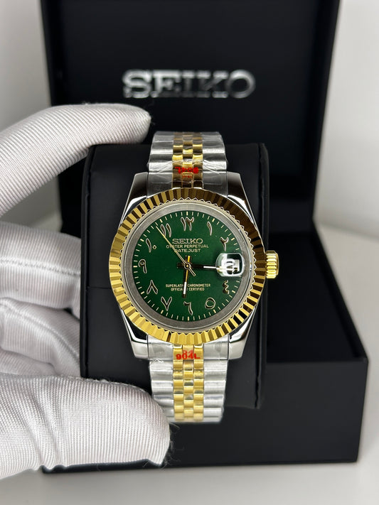 Seiko Datejust Mod Olive Gold Arabic Dial