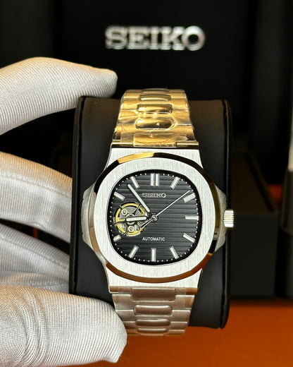Seiko Nautilus Mod black Open Heart