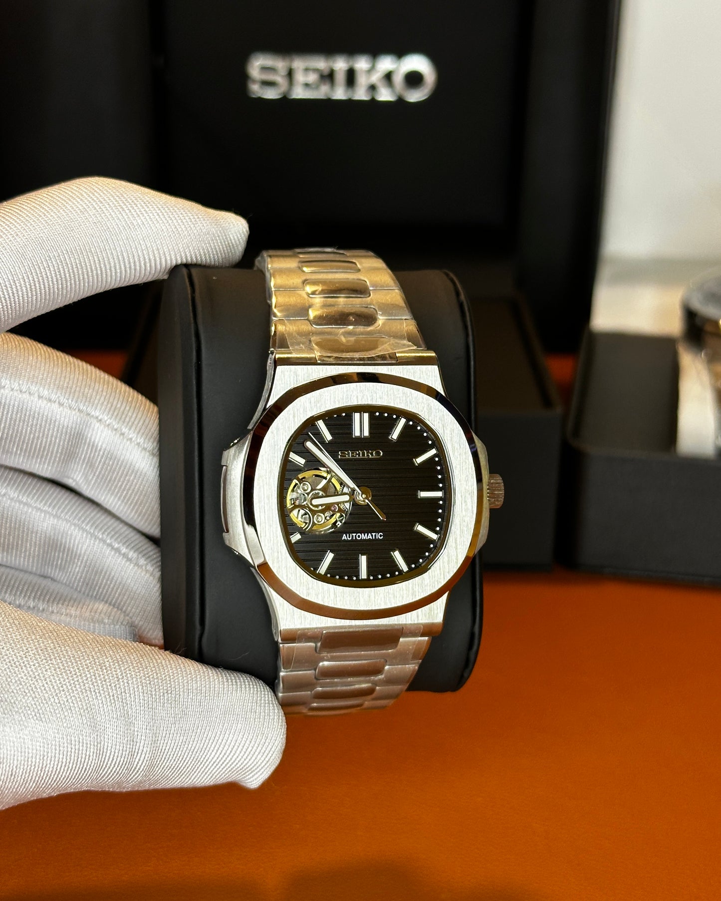 Seiko Nautilus Mod black Open Heart