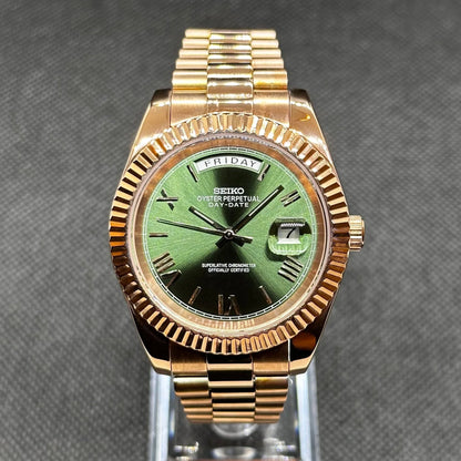 Seiko Daydate Mod – Arany/Zöld – Római számlap