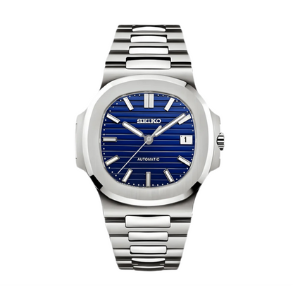 Seiko Mod Nautilus - Blue custom Seiko mod watch by Timelab Mods