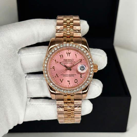 Seiko Datejust Mod Rose Gold arab számlap