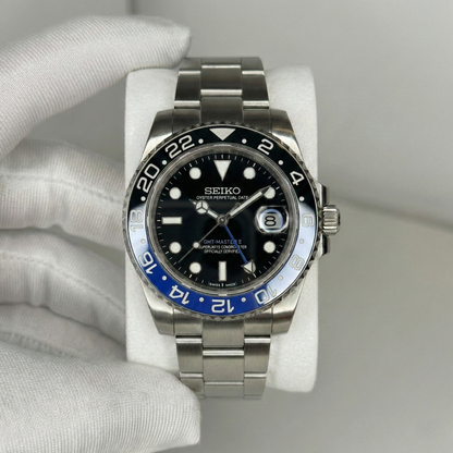 Seiko GMT Mod Batman fekete kék lünetta