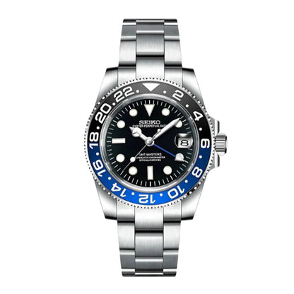 Seiko GMT Mod – "Batman" – Black/Blue Bezel