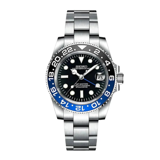 Seiko GMT Mod – „Batman” – Fekete/Kék lünetta