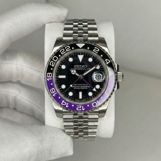 Seiko GMT Mod Joker fekete lila lünetta