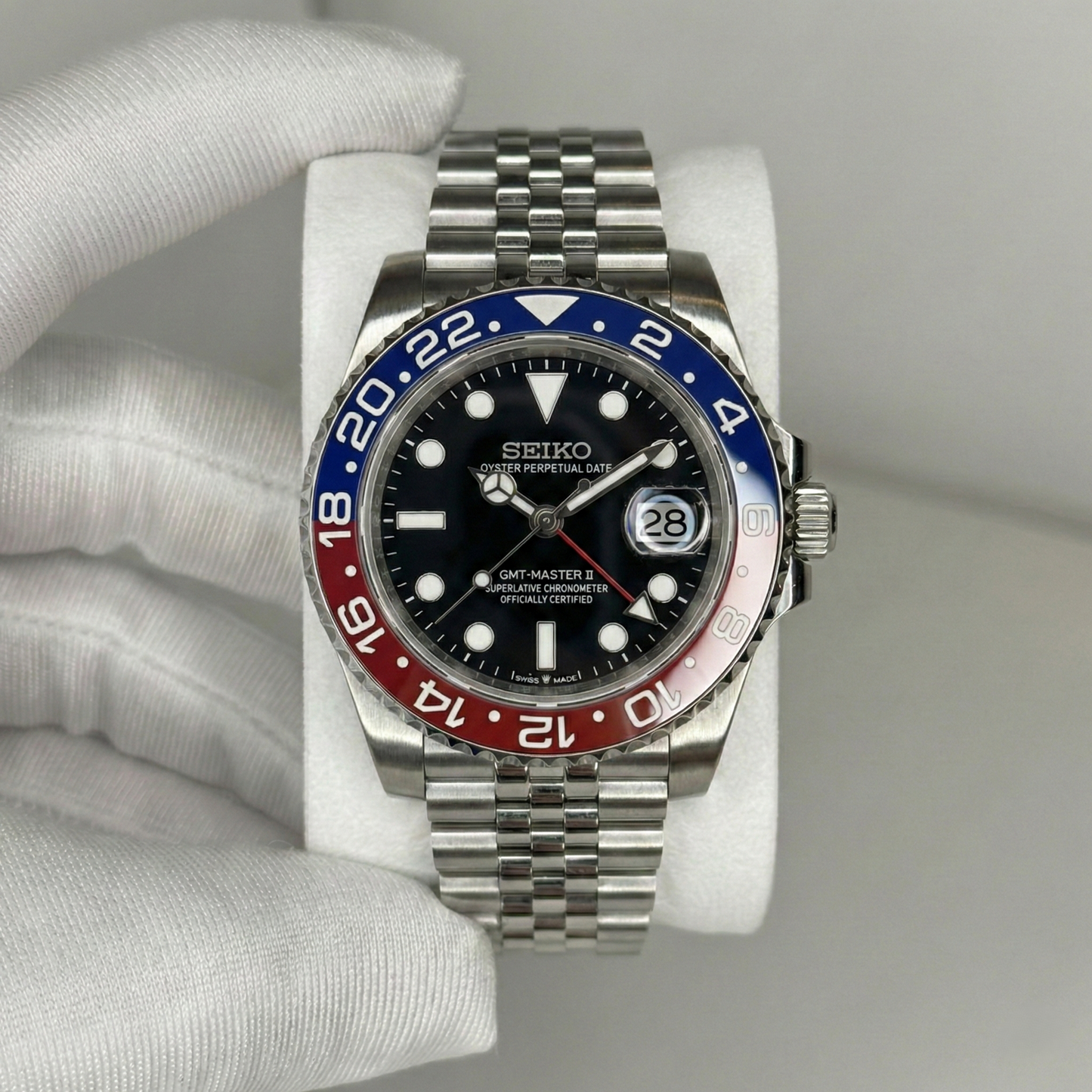Seiko GMT Mod Pepsi piros-kék lünetta