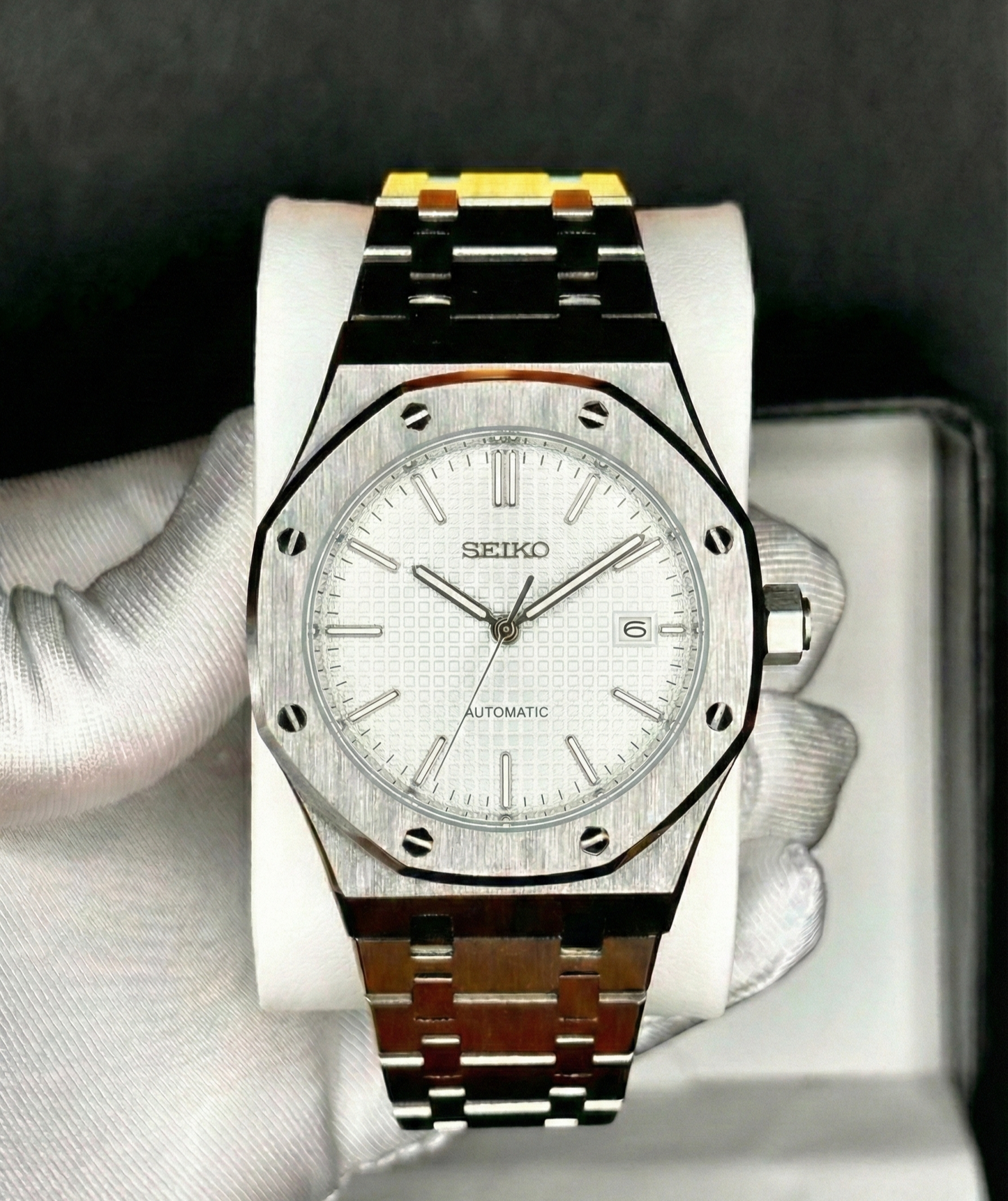 Seiko Royal Oak Mod White Dial