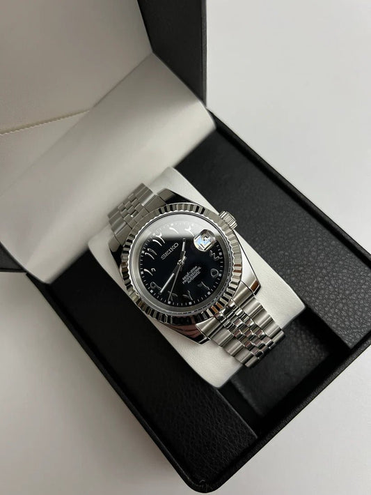 Seiko Datejust Mod Black Arabic Dial - by Timelab Mods