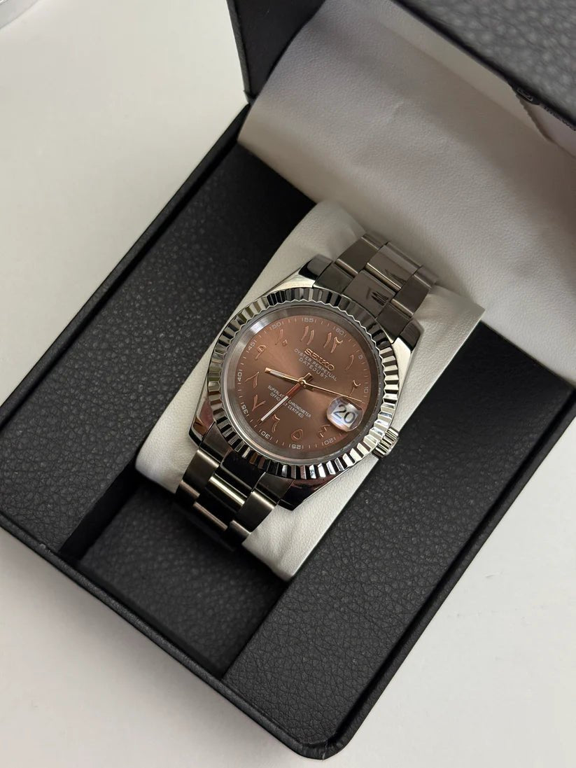 Seiko Datejust Mod Champagne Brown Arabic Dial - by Timelab Mods