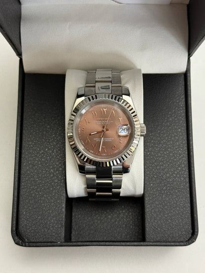 Seiko Datejust Mod Champagne Brown Arabic Dial - by Timelab Mods
