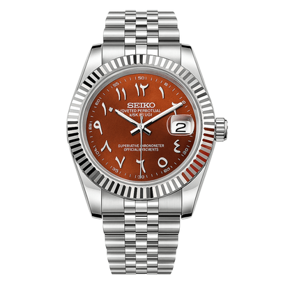 Seiko Datejust Mod Champagne Brown Arabic Dial - by Timelab Mods