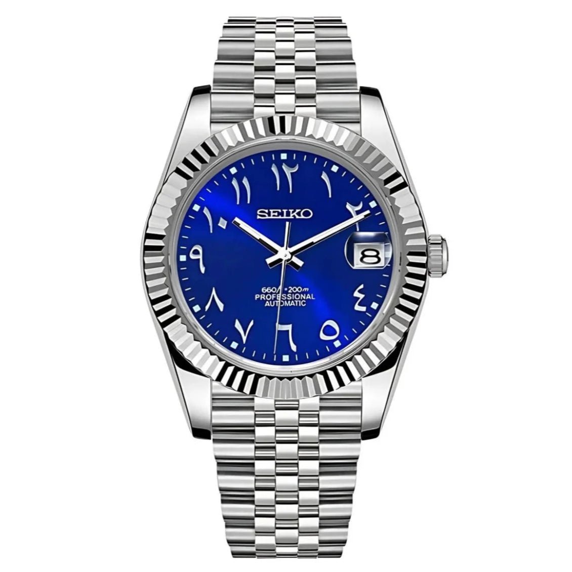 Seiko Datejust Mod Midnight Blue Arabic Dial - by Timelab Mods