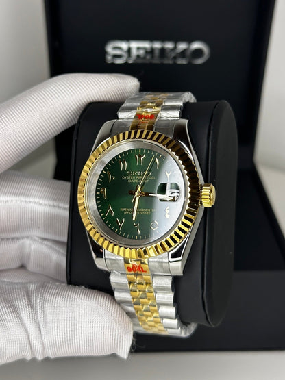 Seiko Datejust Mod Olive Gold Arabic Dial - by Timelab Mods