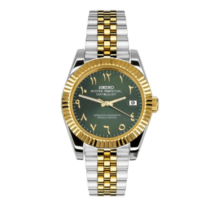Seiko Datejust Mod Olive Gold Arabic Dial - by Timelab Mods