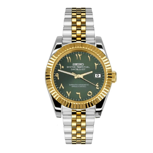 Seiko Datejust Mod Olive Gold Arabic Dial - by Timelab Mods
