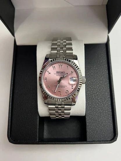 Seiko Datejust Mod pink Arabic Dial - by Timelab Mods