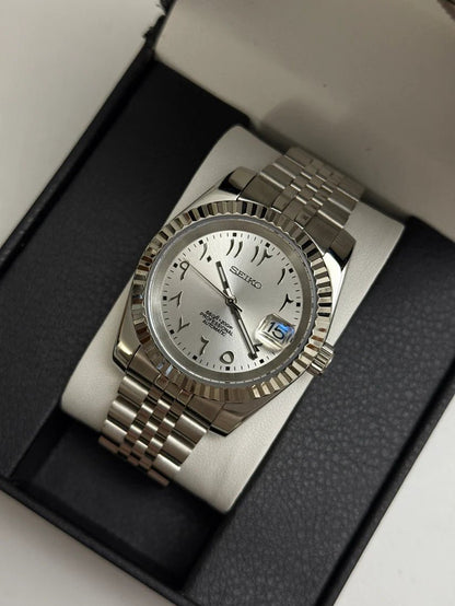 Seiko Datejust Mod Silver White Arabic Dial - by Timelab Mods