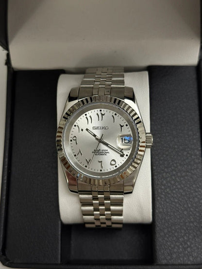 Seiko Datejust Mod Silver White Arabic Dial - by Timelab Mods