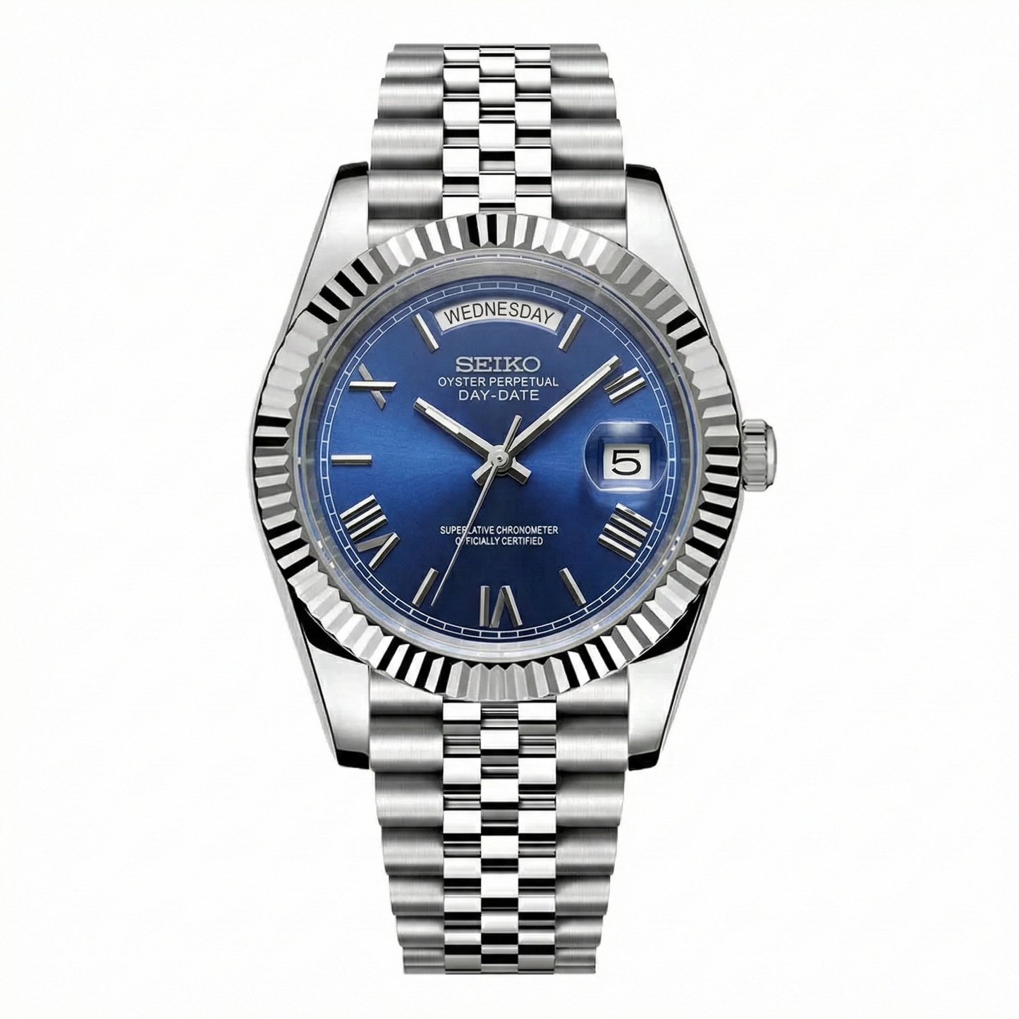 Seiko Datejust Mod kék római számlap