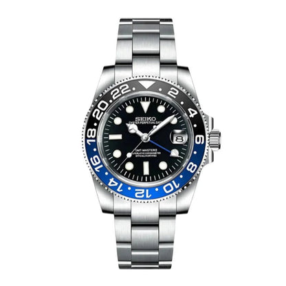 Seiko GMT Mod Batman Black Blue Bezel - by Timelab Mods