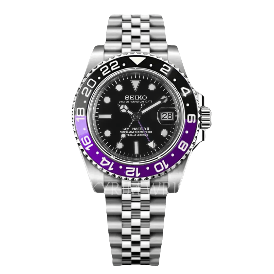 Seiko GMT Mod Joker Black Purple Bezel - by Timelab Mods