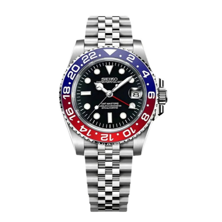 Seiko GMT Mod Pepsi Red Blue Bezel - by Timelab Mods