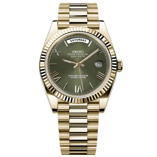 Seiko Daydate Mod – Arany/Zöld – Római számlap