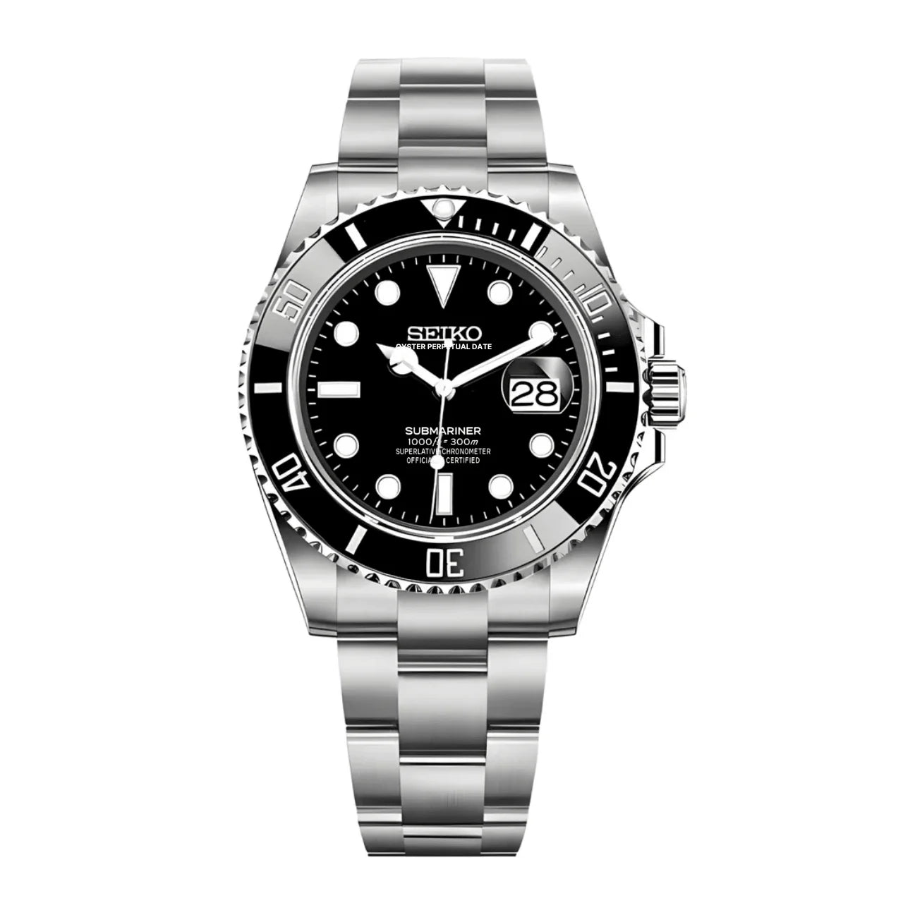 Seiko Submariner Mod – "Datejust" - Fekete lünetta