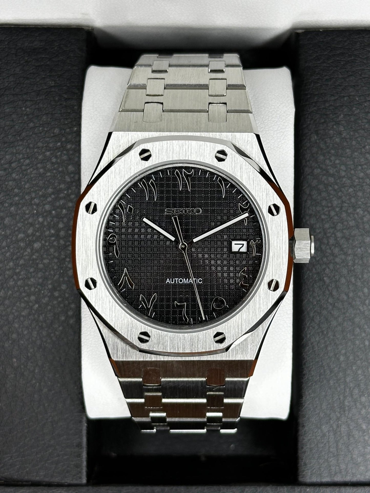 Seiko Royal Oak Mod Arabic Black Dial - by Timelab Mods