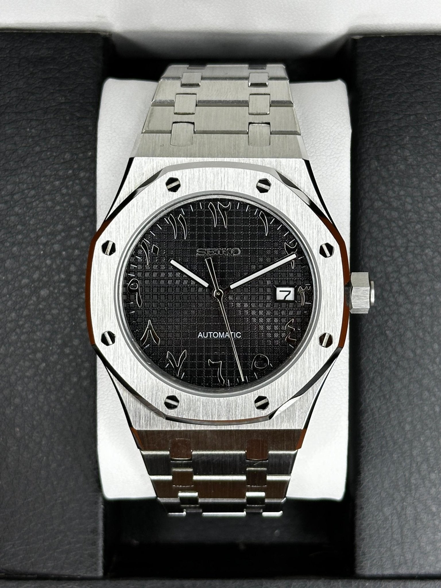 Seiko Royal Oak Mod Arabic Black Dial - by Timelab Mods