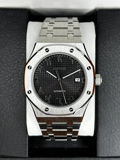 Seiko Royal Oak Mod Arabic Black Dial - by Timelab Mods
