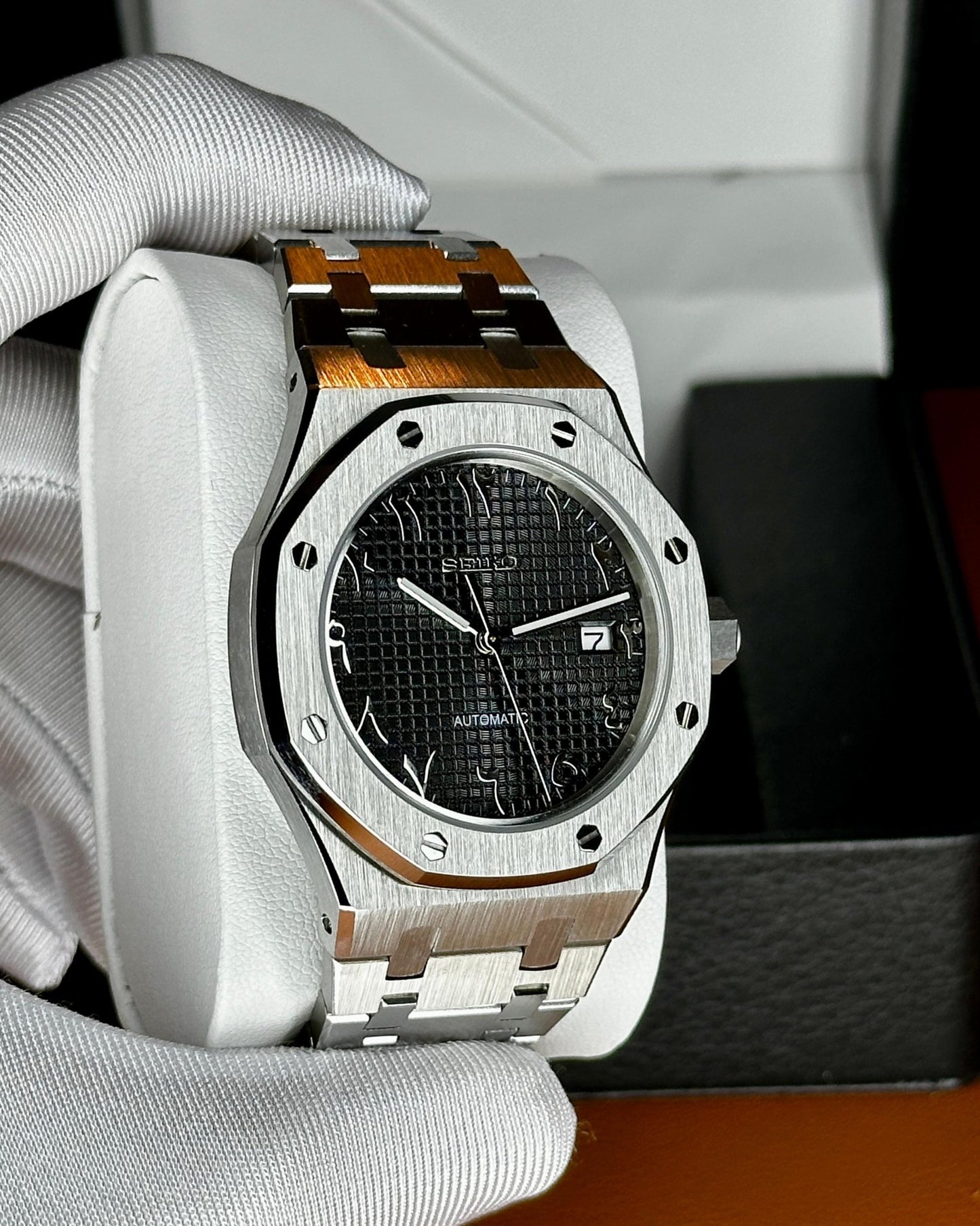 Seiko Royal Oak Mod Arabic Black Dial - by Timelab Mods