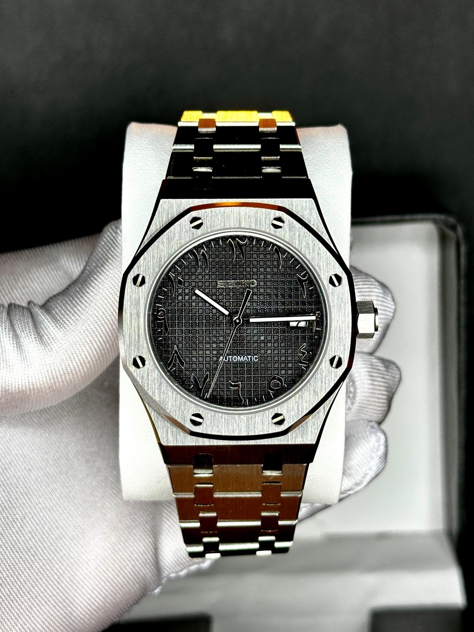 Seiko Royal Oak Mod Arabic Black Dial - by Timelab Mods